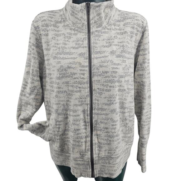 Zyia Active Womens Zipper Up Performance Abstract Jacket Cream Women's XL 3429 - Picture 2 of 7